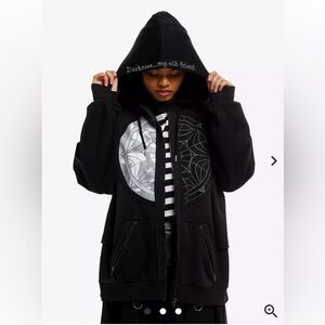 Wednesday Split Window oversized black Hoodie sweatshirt sweater jacket coat